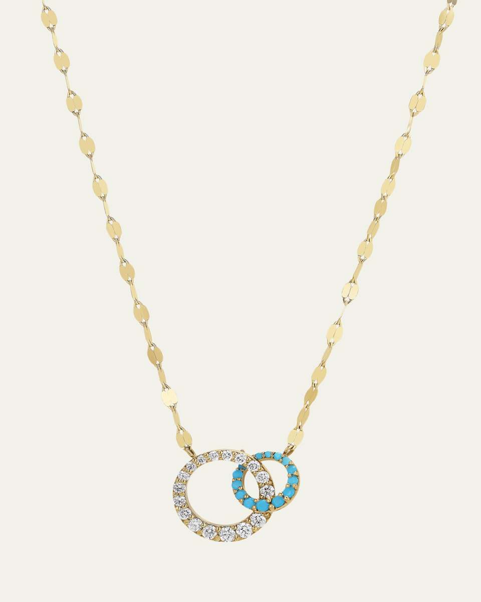 Turquoise and Diamond Interlocking Cusp Necklace